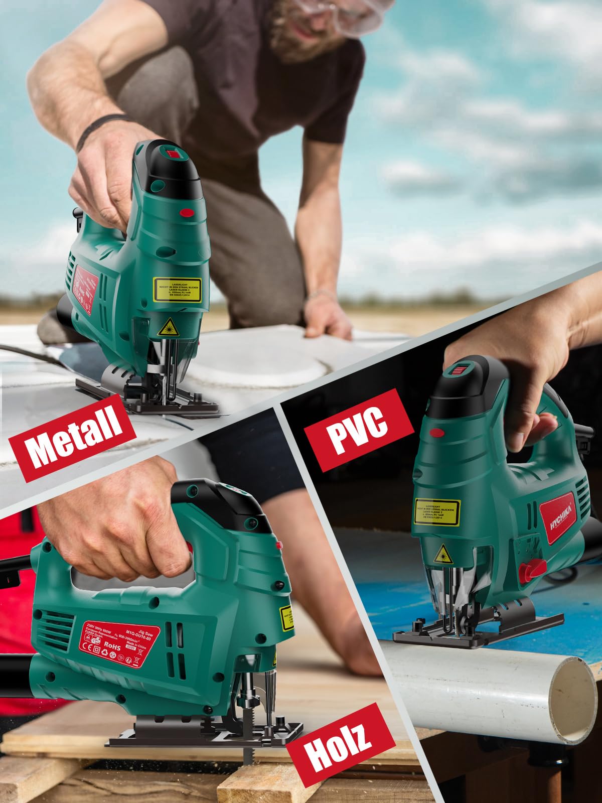 - HYCHIKA Jigsaw |800W Max Cutting Depth 110mm | 800-3000SPM Electric Jigsaw | Laser | 7 Variable Speeds -
