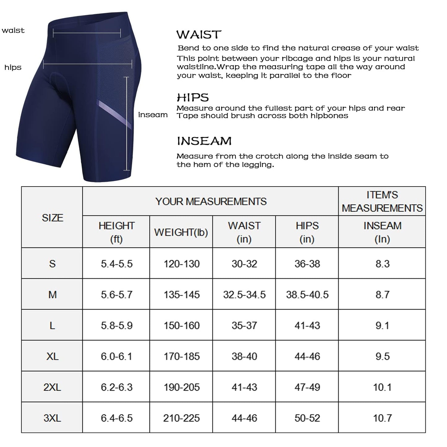 - Wulibike Cycling Shorts Mens,Quick Dry Breathable with Pocket Blue L
