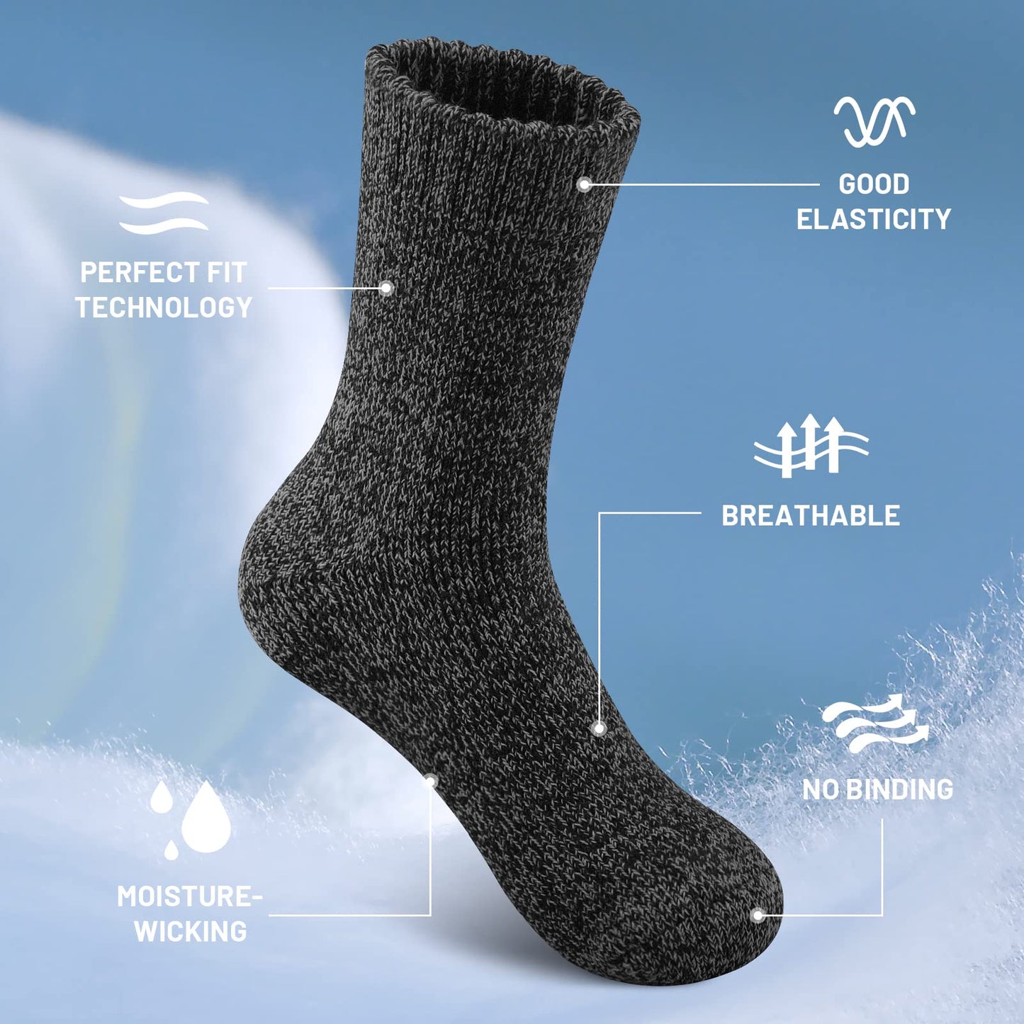 - SIMIYA Merino Wool Socks for Men | Winter Thick Hiking Socks | Thermal Breathable -