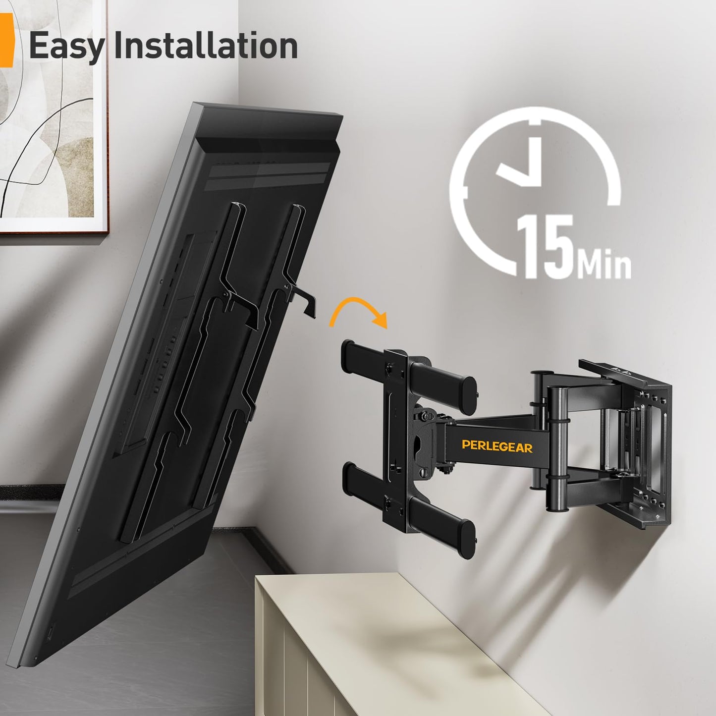 - Perlegear TV Wall Bracket | 37-84 Inch Flat/Curved TVs | 60kg Limit | TV Wall Mount With Dual Arm -