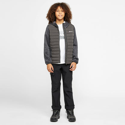 Berghaus Kids' Water Repellent and Insulated Hybrid Jacket, Kids' Fleece Jacket, Kids' Hiking & Outdoor Recreation Clothing (11-12 Years, Grey)