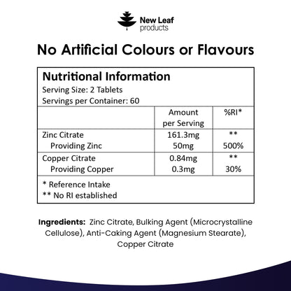 - Zinc 50mg High Strength - Zinc Tablets with Copper