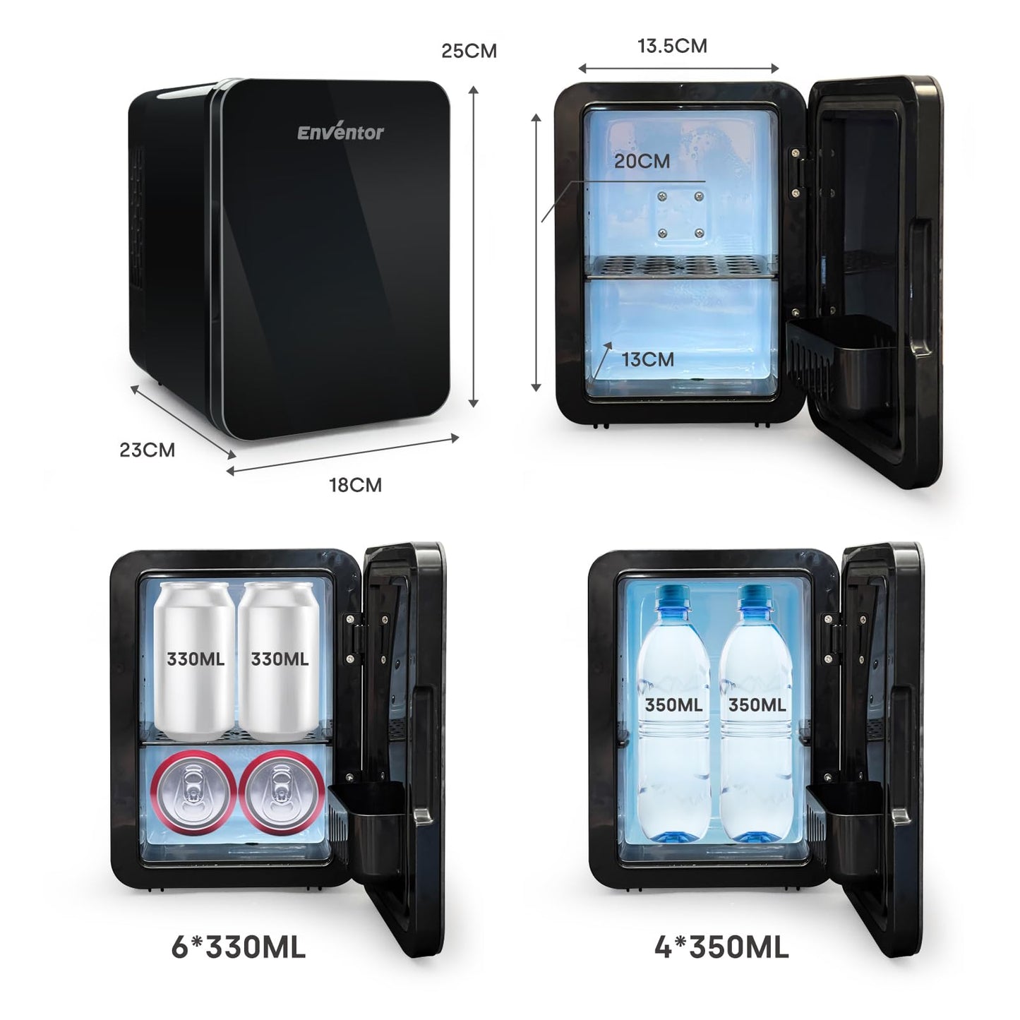- Enventor Mini Fridge 4 Litre | 6 Can Mini Fridges for Bedrooms | AC+12V DC Power Cooler & Warmer -