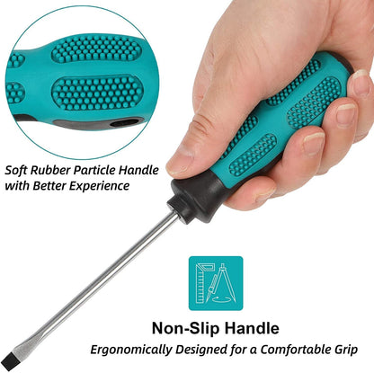 -  WAIZHIUA 10Pcs Screwdriver Set, Heavy Duty Magnetic Screwdriver with 5 Flat & 5 Cross Head