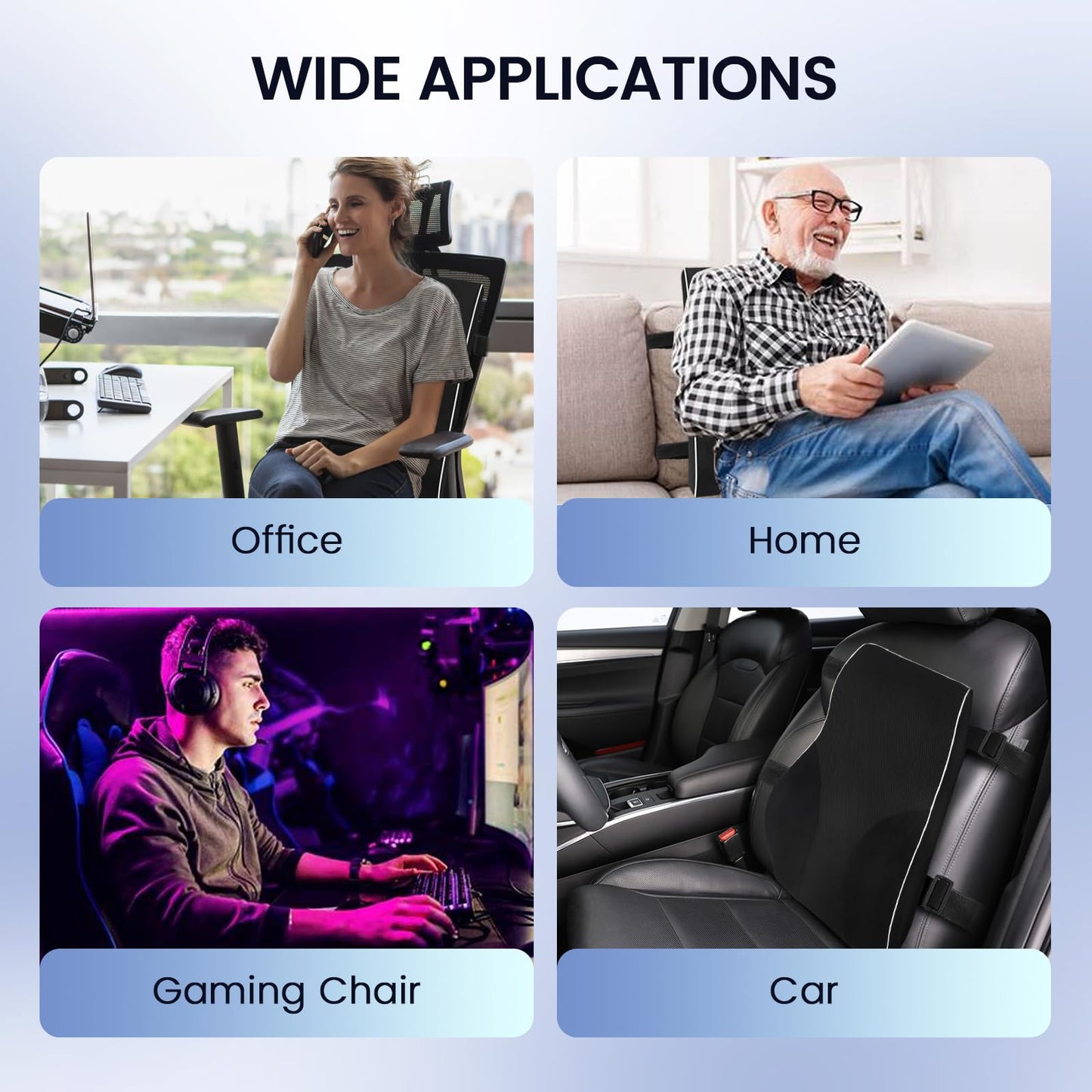 - QUTOOL® Lumbar Support Pillow | Office Chair | Car Memory Foam Back Cushion -