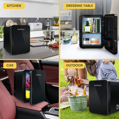 - Enventor Mini Fridge 4 Litre | 6 Can Mini Fridges for Bedrooms | AC+12V DC Power Cooler & Warmer -