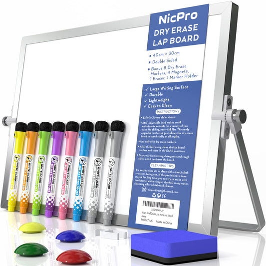 - Nicpro Dry Erase Mini Whiteboard A3 | 40 x 30 cm Double Sided Small Magnetic Desktop Whiteboard -