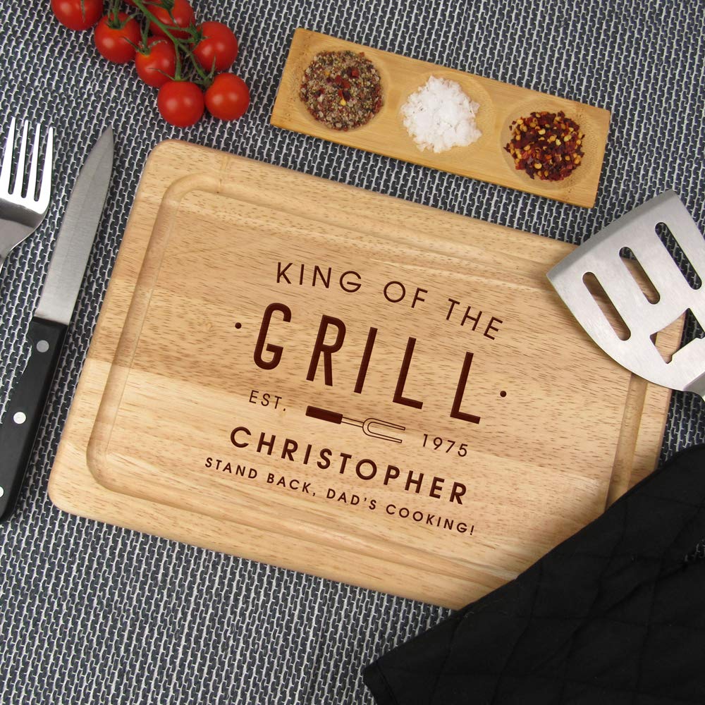 - eBuyGB King of The Grill Rectangle Chopping Board | Personalised Cutting Board | Meat Serving Board -