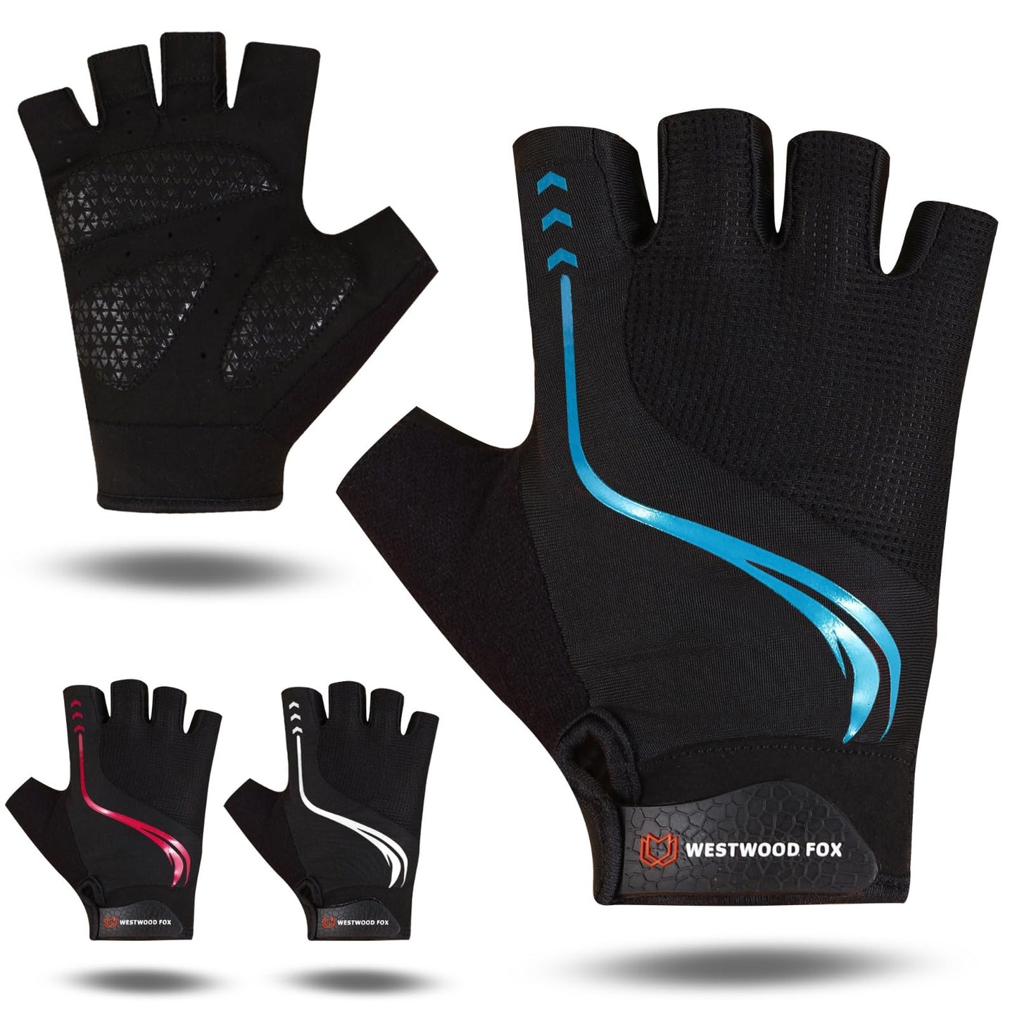 - WESTWOOD FOX Cycling Gloves for Men Women, Breathable Half Finger Mountain Bike