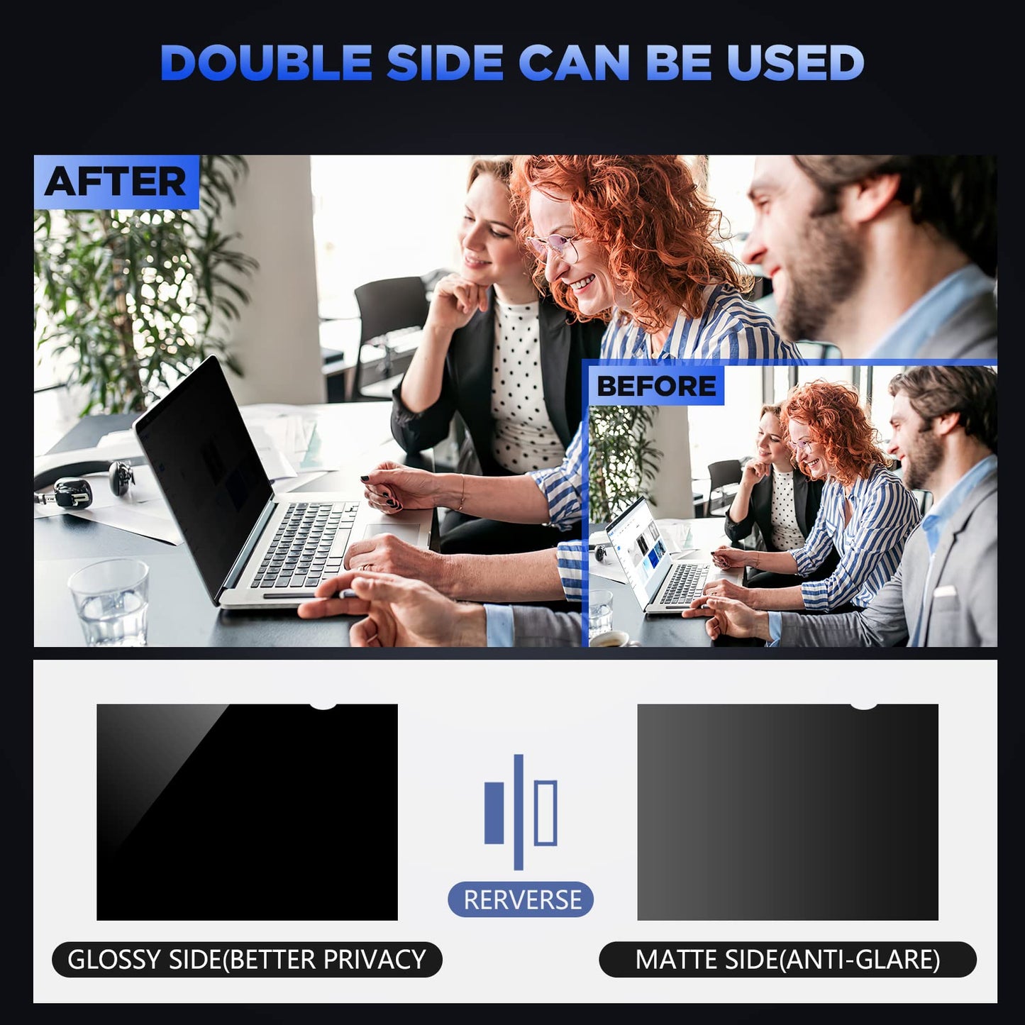 - Tefeiyin Laptop Privacy Screen | 14 Inch for 16:9 Aspect Ratio | Anti-Spy Privacy Filter & Anti Glare Blue Light Blocking -
