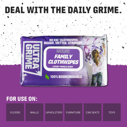 - UltraGrime Family XXL Biodegradable Wipes 80 Thick Wipes -