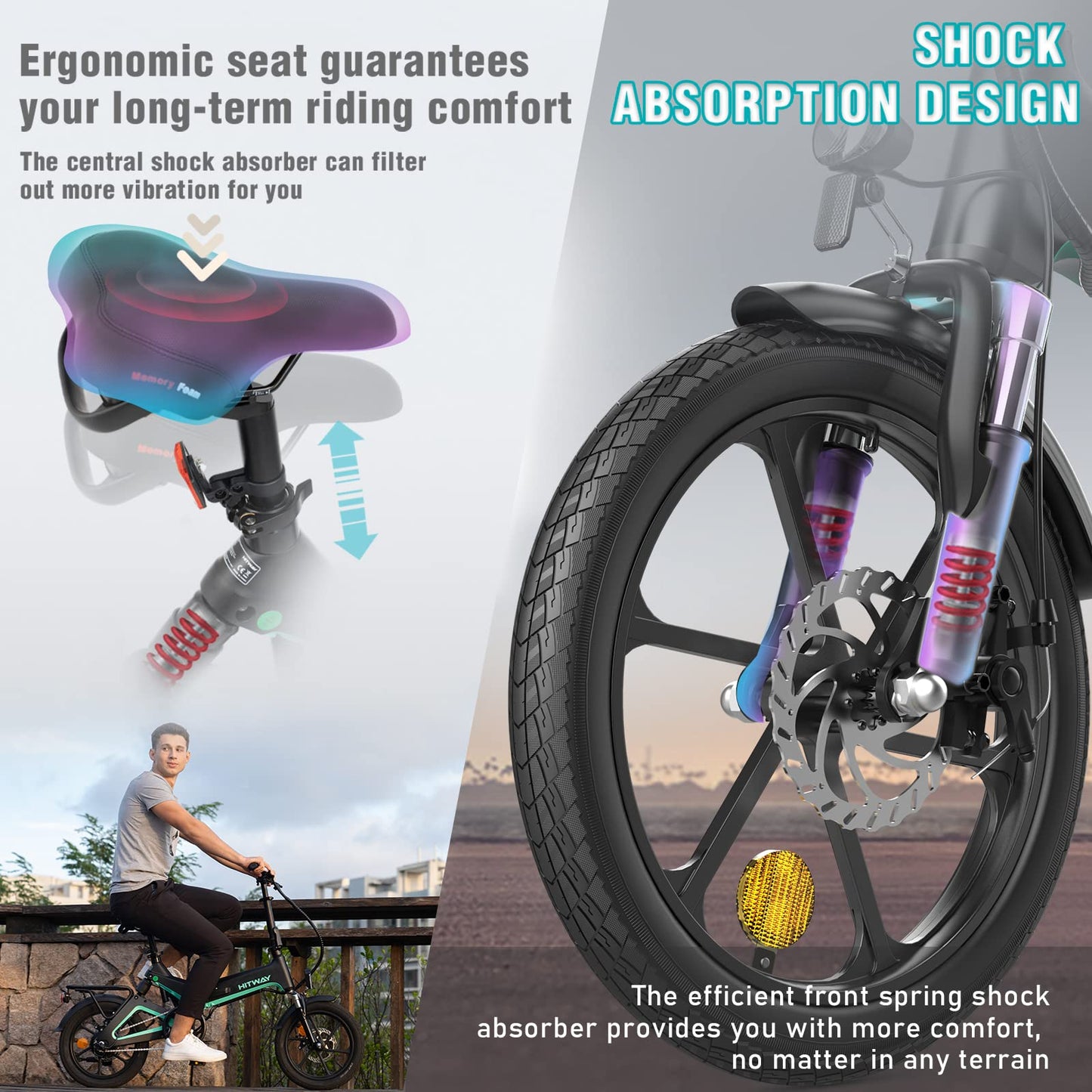 - HITWAY Electric Bike | 250W Foldable Pedal Assist | E Bike with 7.8Ah Battery -