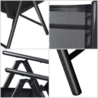 CASARIA® 4x Bern High Backed Folding Aluminium Garden Chairs | Weatherproof | 8-way Adjustable Reclining Backrest with Armrests | Lightweight 120 kg Load Capacity | Patio | Anthracite
