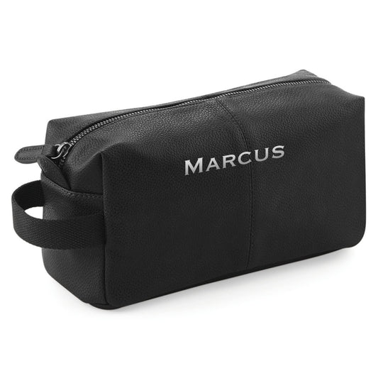 - Personalised Wash Bag | Full Grain Leather Look -