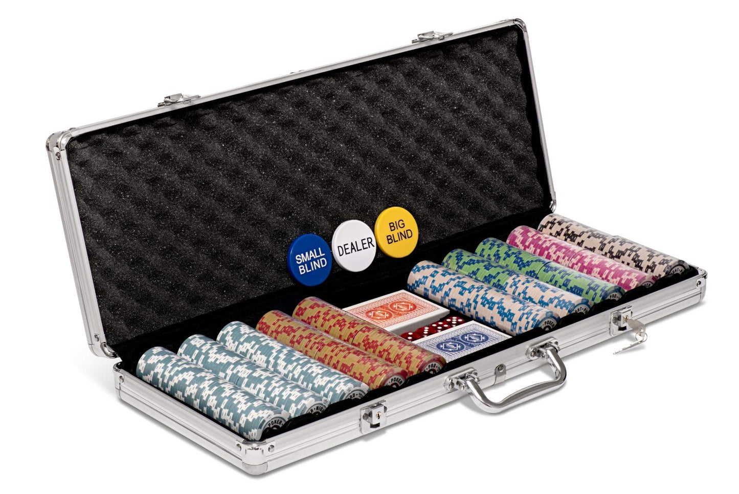 - Poker Night Pro 500 Piece Texas Hold Em Poker Set | Aluminium Case and Gift Box | Metal-Core -