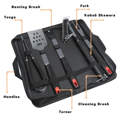 Dazhtu Extra Thick Stainless Steel Grill Tool Set for Men, 9 Pieces BBQ Grill Tools Set with Storage Bag, Heavy Duty BBQ Accessories Kit, Portable Grilling Utensils for Outdoor Camping
