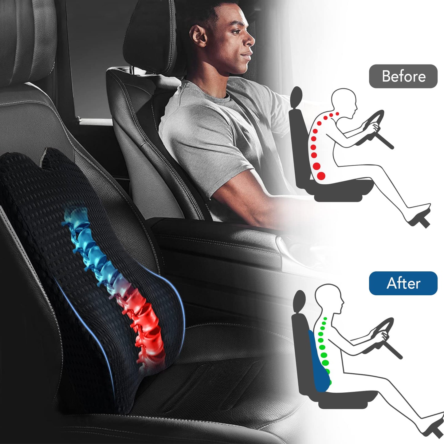 - Teemour Lumbar Support Pillow for Office Chair Car | Lumbar Pillow Memory Foam Car Back Support | For Gaming Chair -