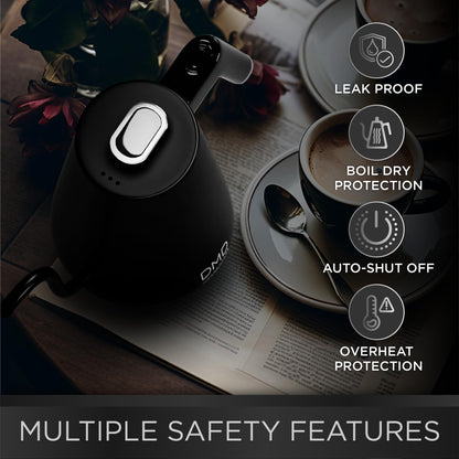 - DMD® | Electric Gooseneck Kettle Digital Display | Pour-Over Kettle, 8mm Spout | Coffee and Tea Kettle 1L Energy-Efficient | 40-100°C Temp Control -