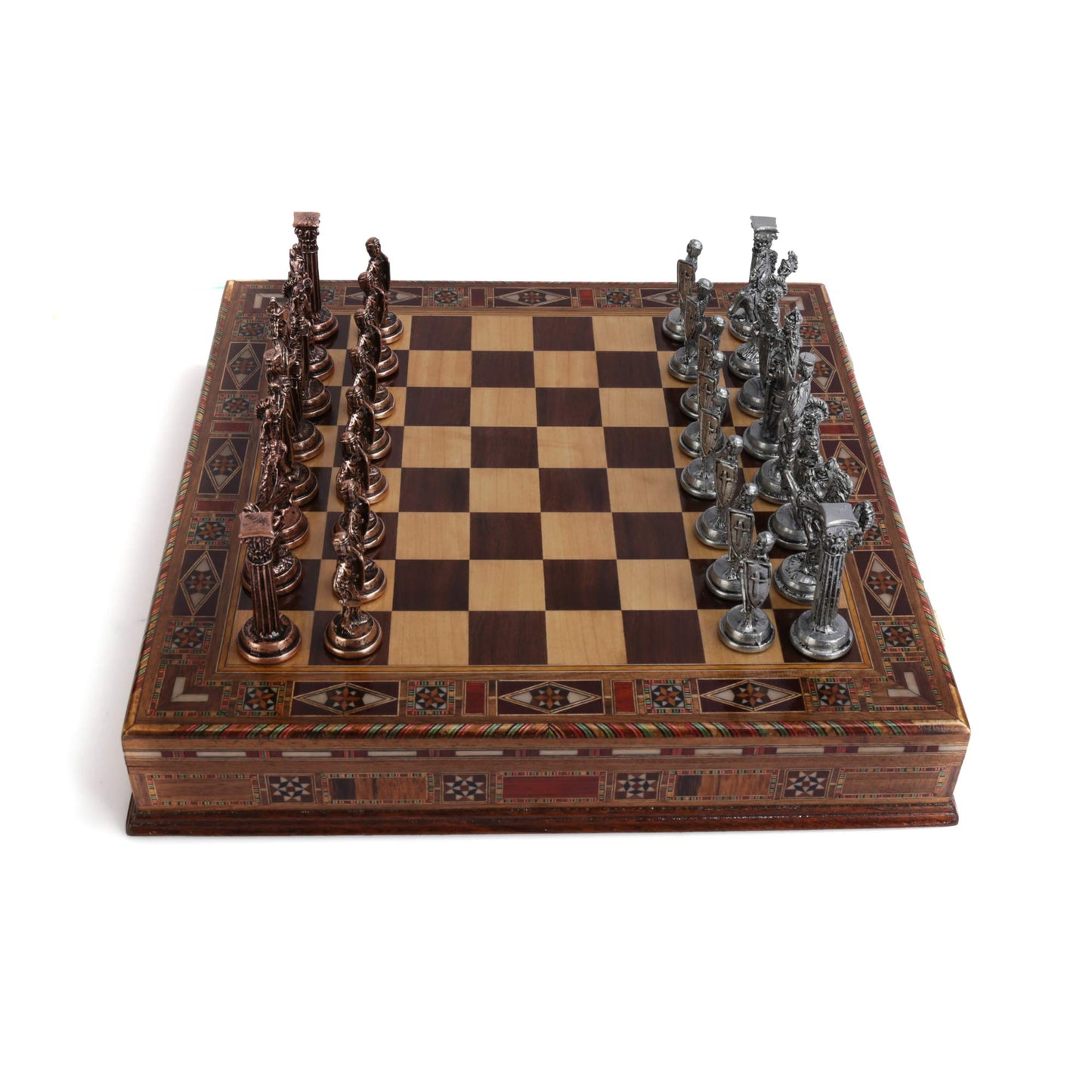 - Royal Medieval ,British Army, Antique Copper Chess Set | Handmade Pieces and Natural Solid Wooden Chess Board with Storage Inside | 3.35inc -