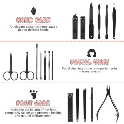 - Manicure Set | Jubolion 19pcs Stainless Steel Professional Nail Clippers -