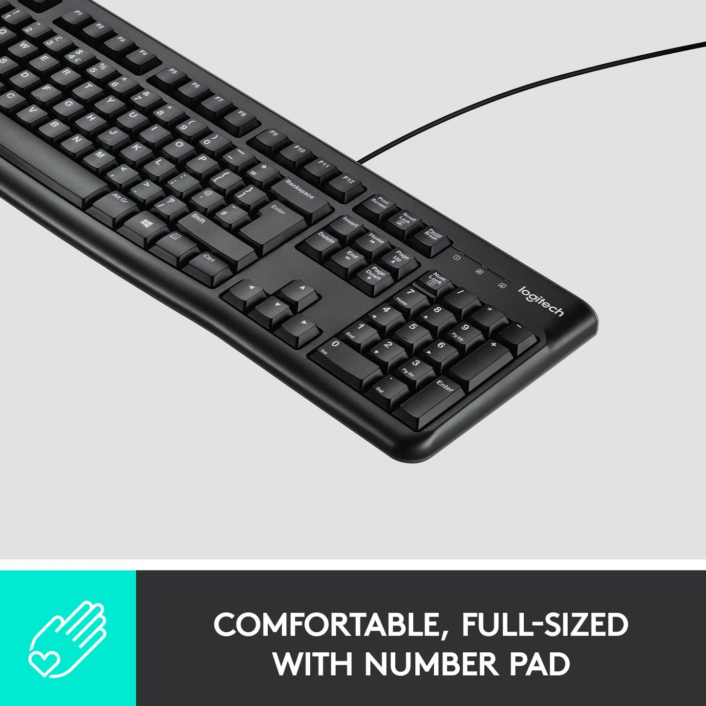 - Logitech K120 Wired Keyboard for Windows | USB Plug-and-Play | Full-Size | Spill-Resistant -