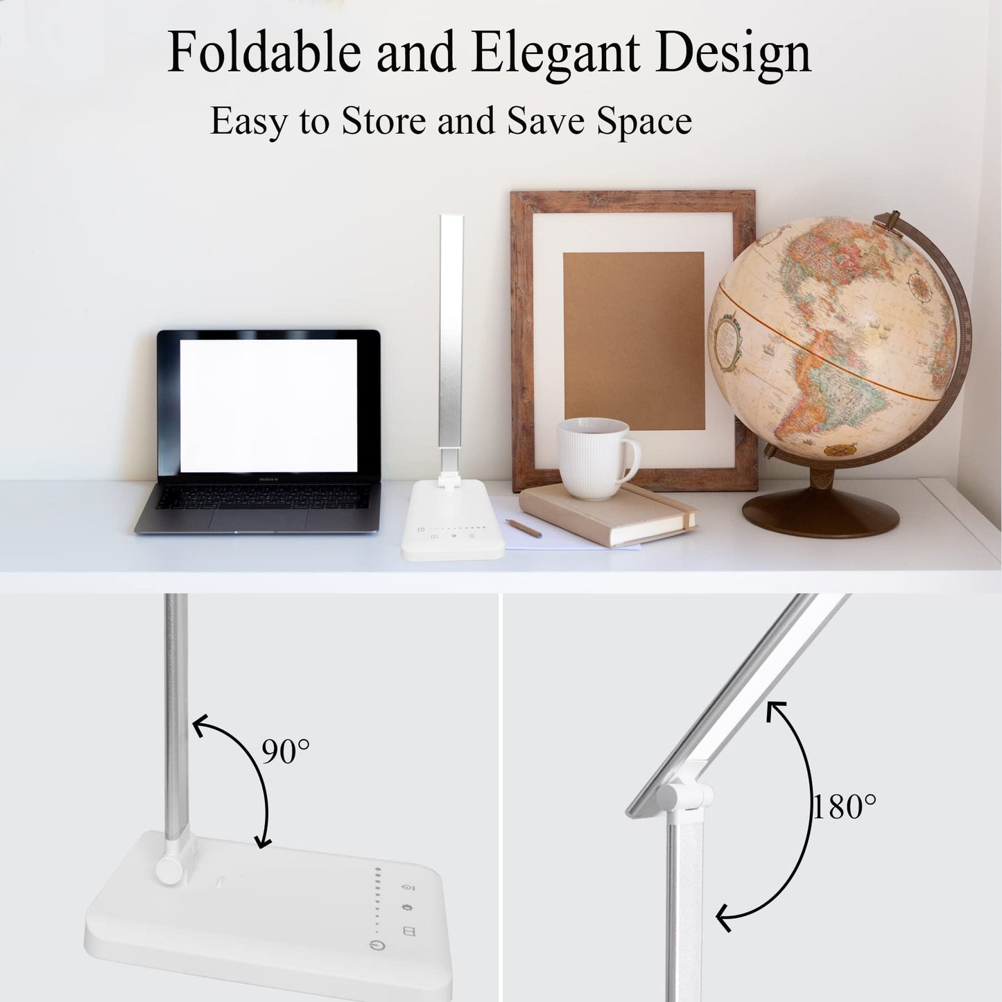 - Qualore Desk Lamp |LED Table Lamps | USB Charging Port | 5 Color Mode -