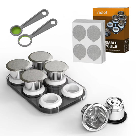 - Triplot Reusable Capsules for Nespresso OriginalLine | 6pcs Refillable Coffee Pods | Nespresso OriginalLine Machine -