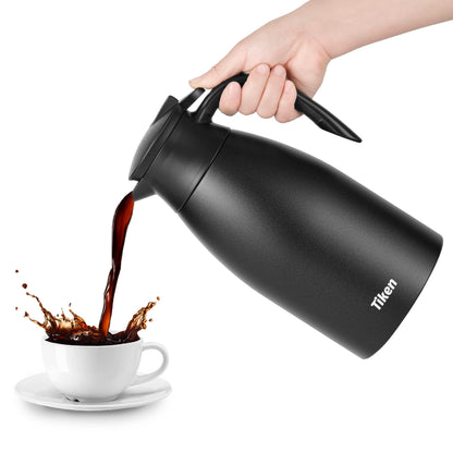 - Tiken 2L Thermal Coffee Carafe Jug | Stainless Steel | Insulated Vacuum Coffee Pot -