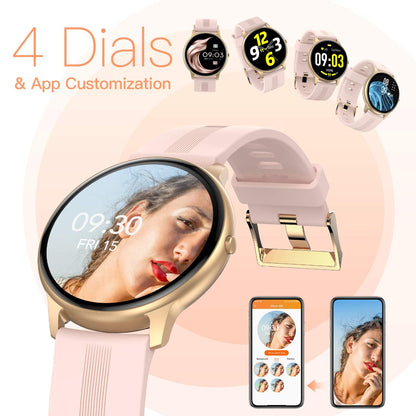AGPTEK Smart Watch for Women, 1.3'' Full Touch Fitness LW11 Watch with Female Health Tracking, Heart Rate Monitor, IP68 Waterproof Outdoor Sports Smartwatch for Android iOS Phones