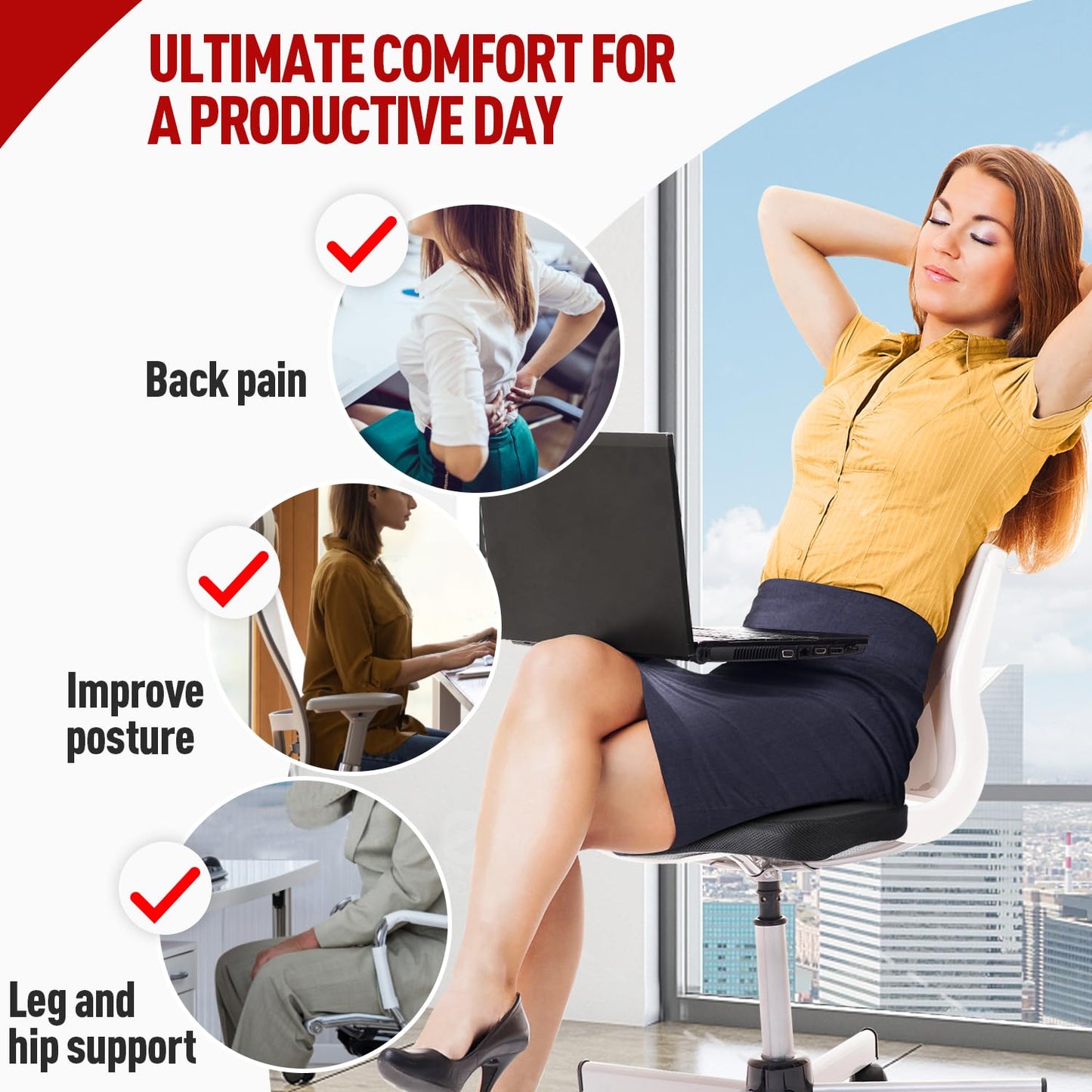 - RaMokey Seat Cushion | Office Chair Memory Foam | Coccyx Pain Relief Cushion Pillow -