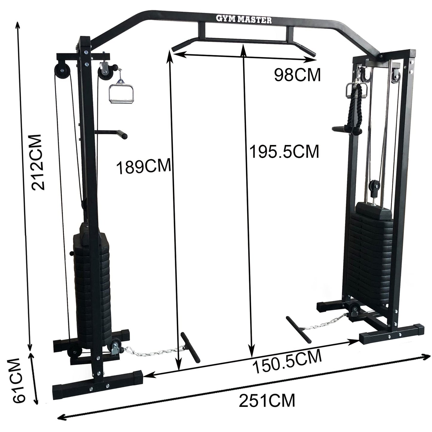 - GYM MASTER 180kg Cable Crossover Machine | Upgraded Swivel Pulleys and Pull Up Chinning Bar -