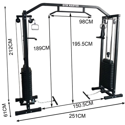 - GYM MASTER 180kg Cable Crossover Machine | Upgraded Swivel Pulleys and Pull Up Chinning Bar -