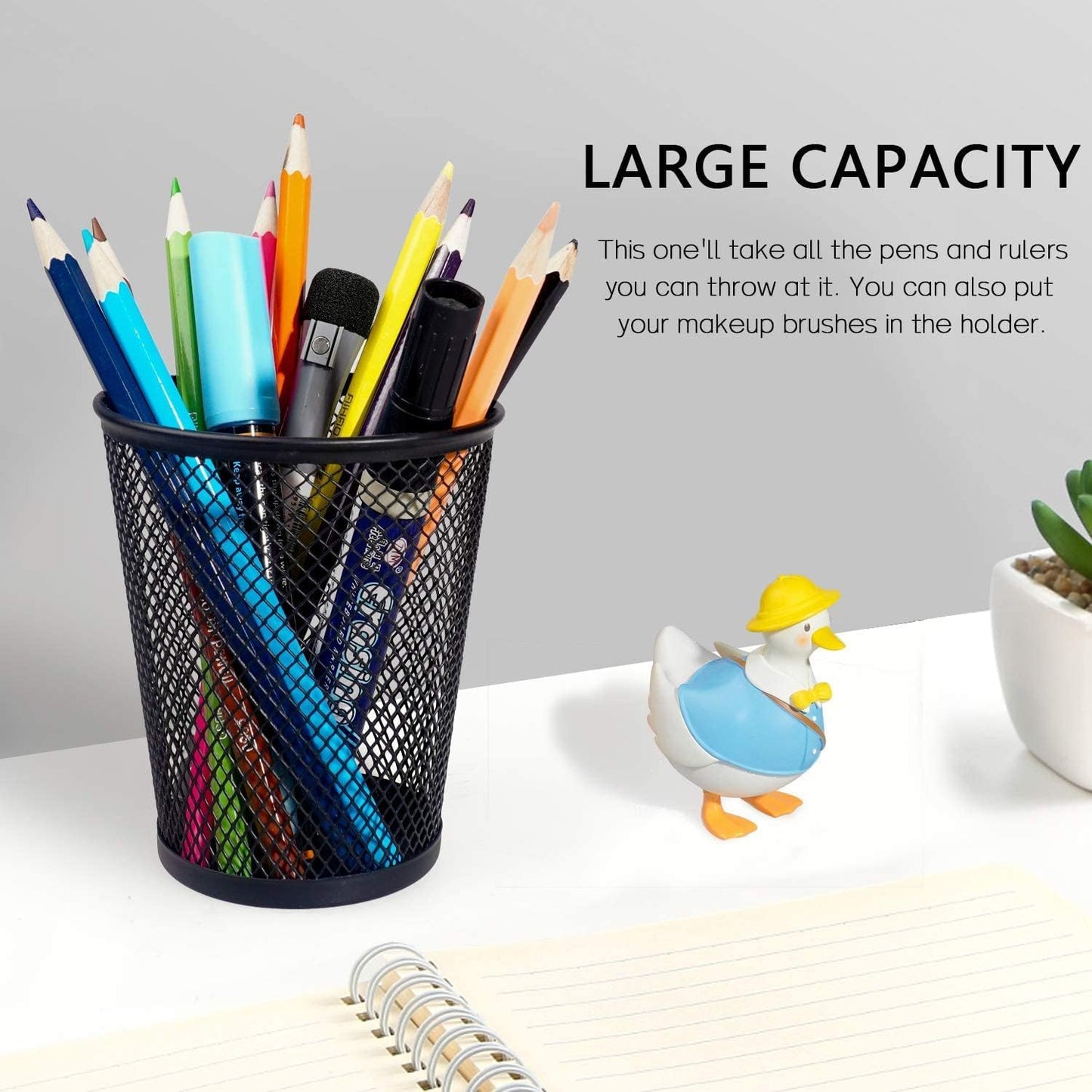 Answaily Pen Holder 6 Pack, Mesh Desk Organizer Pen Pot Pencil Holders, Stationary Supplies Pencil Pots For Office, Home, Classroom (Black 6pcs)