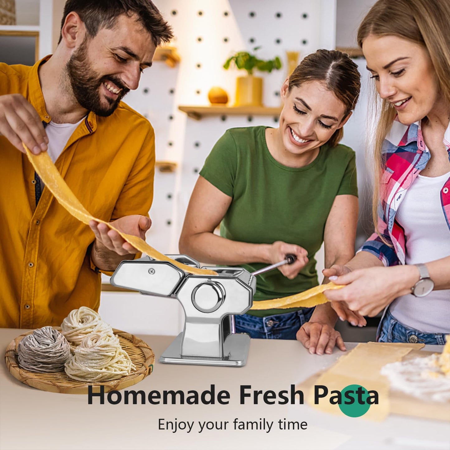 - Manual Pasta Maker Machine | Stainless Steel Pasta Roller and Cutter -