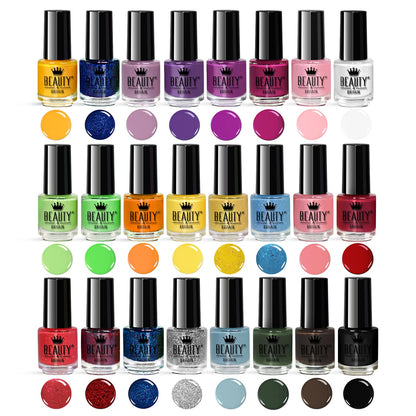 Beauty4Britain Nail Polish Varnish Set 48 Modern Colours + 2 Nail Art Sticker Sets + 2 Display Boxes