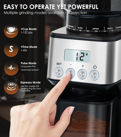 - Homtone Coffee Grinder Electric Conical Burr | Adjustable Coffee Grinder | 51 Precise Settings -