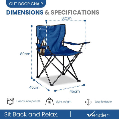 - Vencier Folding Camping Chair – Outdoor Portable Garden Chair, Lightweight Design -