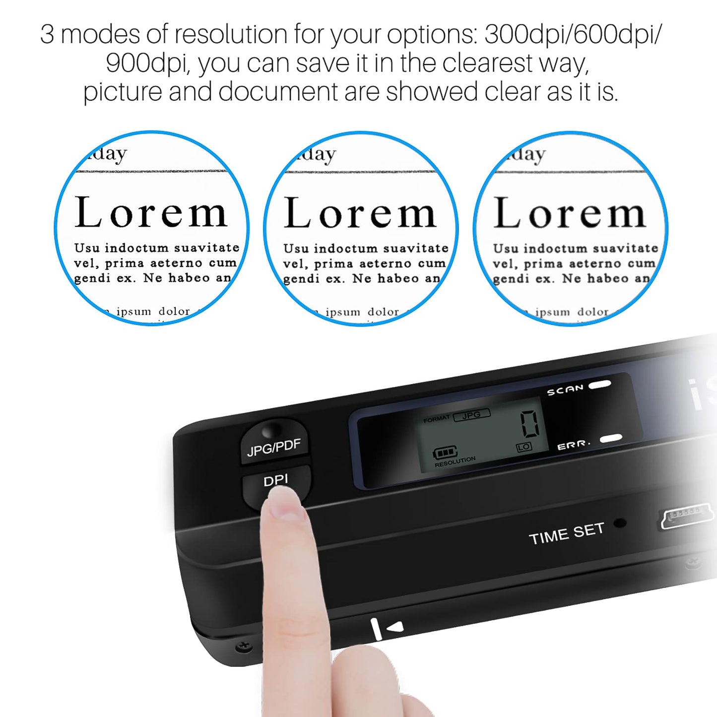 AOZBZ Portable Scanner, 900DPI USB Handheld Document Scanner for JPG PDF Format with 16GB Micro SD Card TF Card