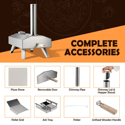 - TANGZON 12” Outdoor Pizza Oven | Multi-Fuel Stainless Steel Pizza Maker -
