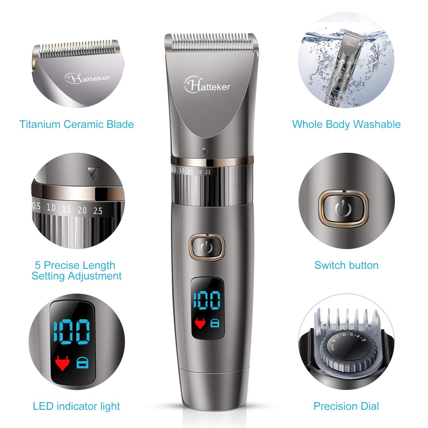 - Hatteker Professional Hair Clippers | Cordless Clippers | Hair Trimmer Beard Trimmer -
