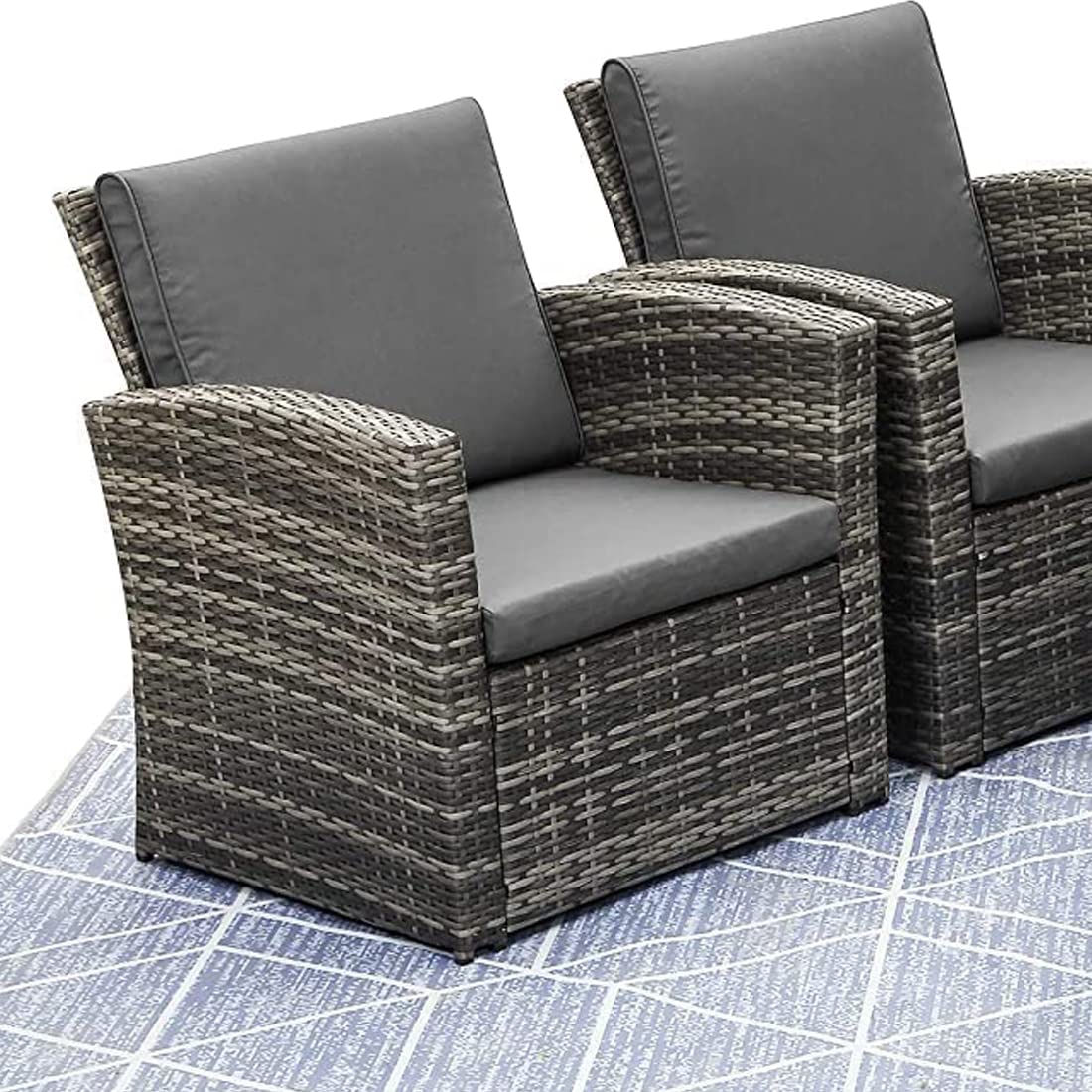 - Mixed Grey Outdoor Rattan Garden Furniture Set with Charcoal Grey Cushions -