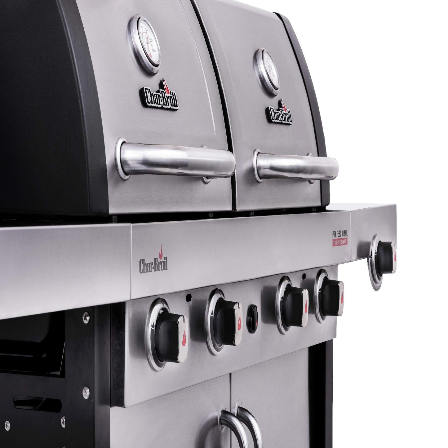 Char-Broil Professional Series 4600 S Double Header - 4 Burner Gas Barbecue Grill with TRU-Infrared Technology and Side-Burner, Stainless Steel Finish.