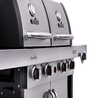 Char-Broil Professional Series 4600 S Double Header - 4 Burner Gas Barbecue Grill with TRU-Infrared Technology and Side-Burner, Stainless Steel Finish.
