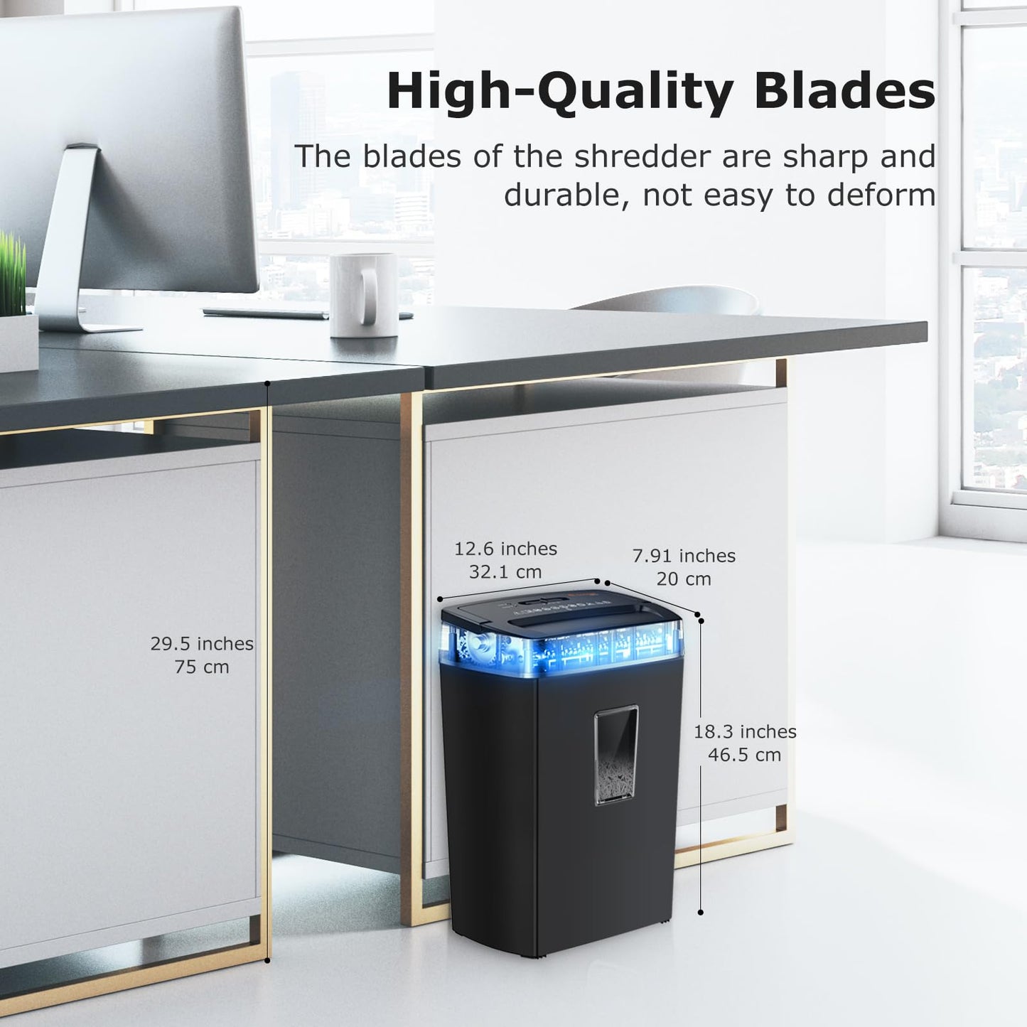 Bonsaii 12-Sheet Cross Cut Paper Shredder, Home Heavy Duty Shredder, 5-Minute Continuous Shredding, Shreds Credit Cards, Mails & Staples, 21L Bin with Transparent Window, High Security P-4 (C275-A)