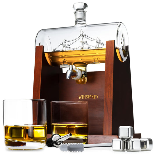 - Whisiskey – Whiskey Decanter – Sailing Ship - 1000 ml – Whiskey Carafe Set