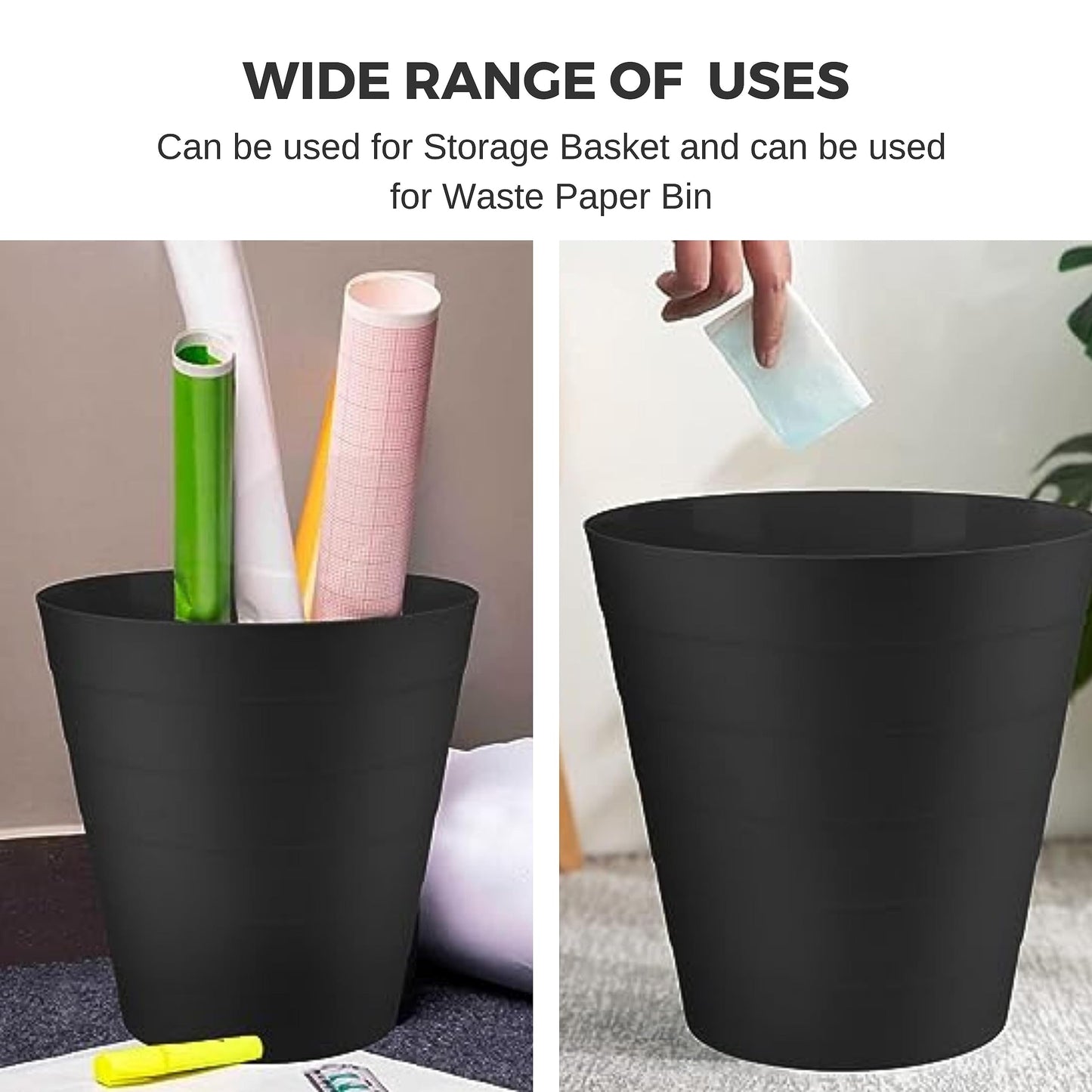 - Homeshopa Plastic Waste Paper Bin | 6L | Round Waste Basket Trash Can | Lightweight Rubbish Bin -