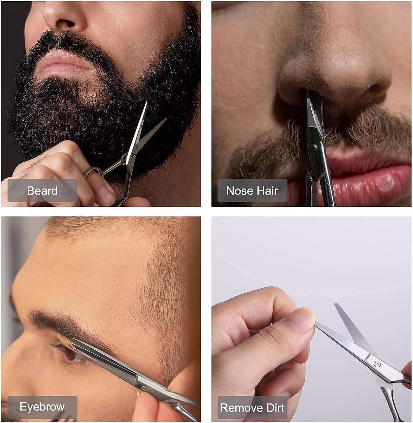 - Suvorna Small Scissors for Eyebrow, Beard, Mustache, Facial, Brow, Eye Lash, Nose & Ear Hair | Curved Scissors for Men's & Women's Grooming -