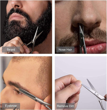 - Suvorna Small Scissors for Eyebrow, Beard, Mustache, Facial, Brow, Eye Lash, Nose & Ear Hair | Curved Scissors for Men's & Women's Grooming -