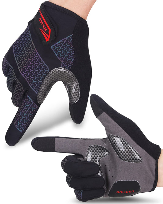 - OILDEG Cycling Gloves | Full Finger | Mountain Bike Gloves | Anti-Slip | Shock-Absorbing -