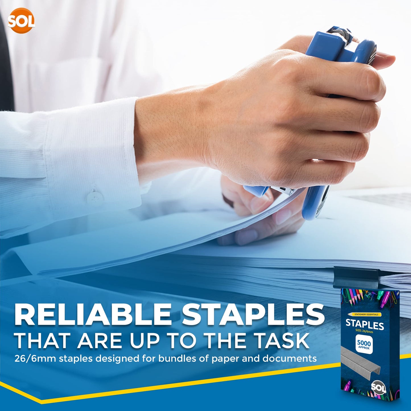 5000pk Staples 26/6 Standard Fit | 26/6mm Staples for Desktop Staplers and Pliers | 26/6 Staples 26/6mm | Office and School Stationary Supplies 26/6 Staples 5000 | 26/6mm Staple